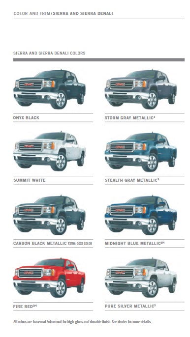 GMC Truck Colors 2010