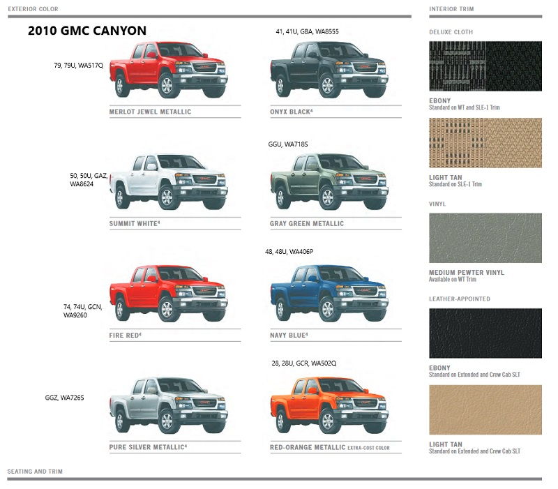 GMC Truck Colors 2010