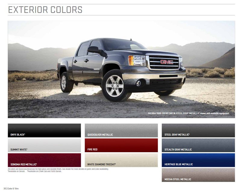 GMC Truck Colors 2010